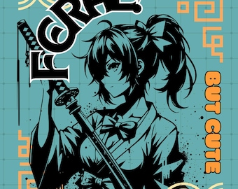 Anime Shirt Design PNG, ""Feral" Anime Girl Merch nur DIGITALER DOWNLOAD." Retro Anime digitales Geschenk perfekt für Kleidung, Clipart, Gamer Girl