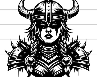 Viking nordique SVG PNG | Svg femme viking | Téléchargement numérique | Guerrier viking | Sublimation | Oeuvre d'art nordique | Viking SVG png | Conception de t-shirt