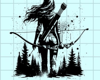 Graphique de sublimation PNG Lady Bow Hunter pour la conception de chemises, TÉLÉCHARGEMENT NUMÉRIQUE maintenant ! png de chasse, cadeaux pour elle, png de fille de la campagne, cadeaux de chasse