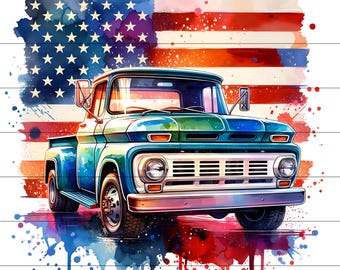 Vintage Square Body Truck PNG, Mudding, amerikanische Flagge png, T-Shirt Design 300 dpi, DIGITAL DOWNLOAD, Country png, Geschenke für ihn, Vaterland png