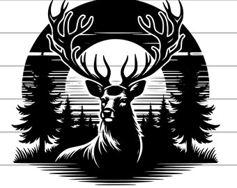 Chasse au wapiti | PNG SVG | Sublimation | Téléchargement numérique|  Cerf SVG | saison de chasse png | cadeaux pour lui | Svg animalier | Clipart | silhouette