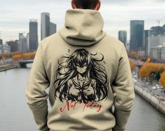 Conception de chemise anime PNG, « Pas aujourd'hui » Merch Anime girl TÉLÉCHARGEMENT NUMÉRIQUE uniquement. Cadeau numérique anime rétro parfait pour les vêtements, les cliparts, les autocollants
