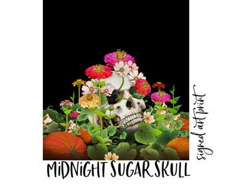 Midnight Sugar Skull, Fine Art Print, artist signed