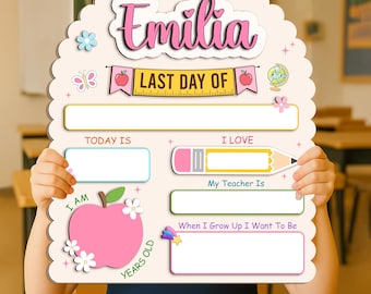 Personalized First and Last Day of School Sign: Back to School Board, Graduation Gifts, Preschool Kindergarten 1st Day of School Sign