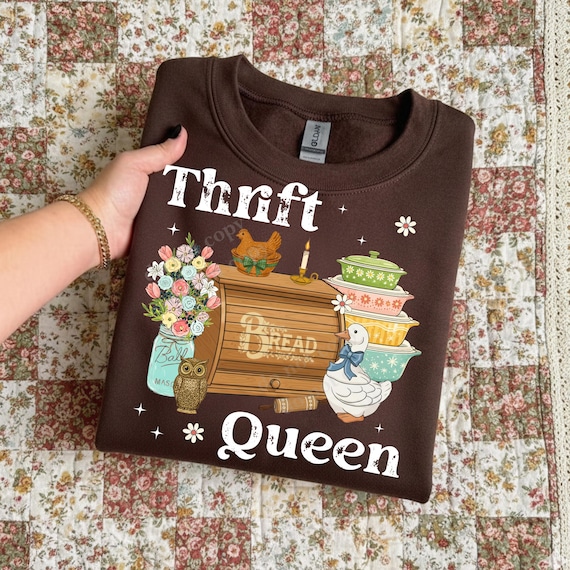 Thrift Queen PNG, Thrift Aesthetic Design, Vintage Shopping Lover Sublimation, Grandma Core File, Vintage Hen Thrifted Png, Trendy Design