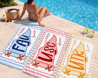 Personalized College Pennant Beach Towel, Custom University Name Striped Towel, Graduation Gifts, Class of 2026 Senior Gift