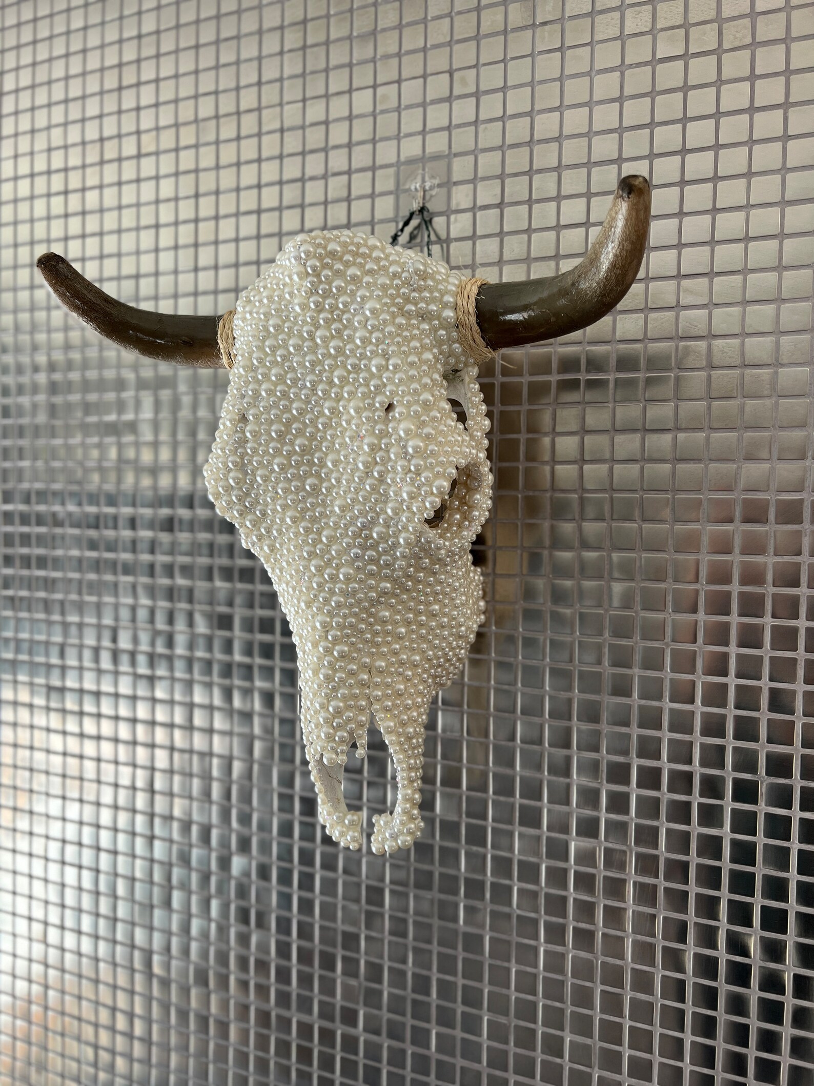 Pewter Cow Skull Wine Pull main image 1