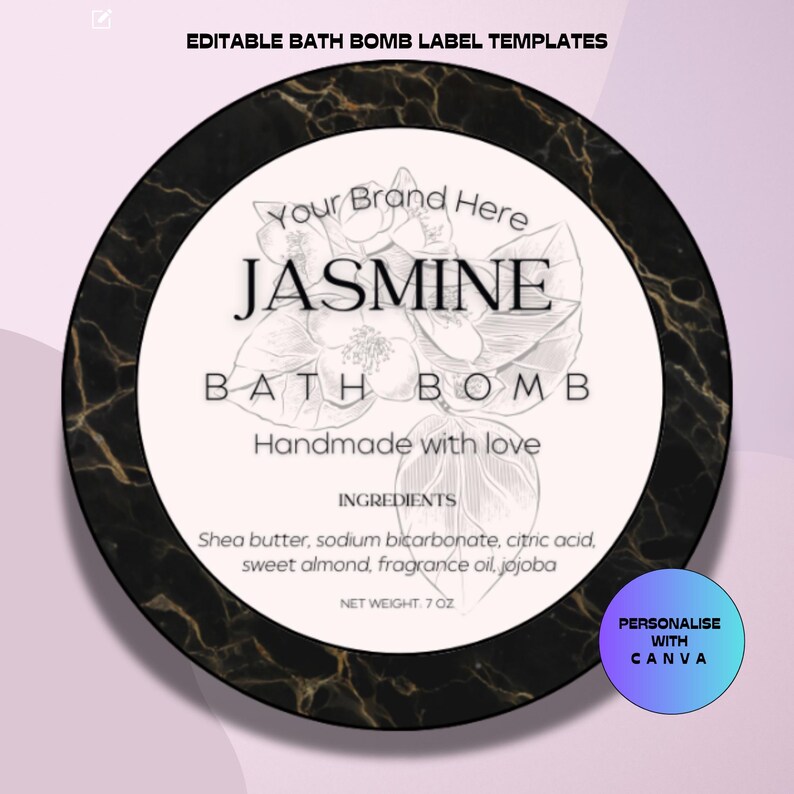 Editable Bath Bomb Label Template, Printable Bath Bomb Belly Band,round ...