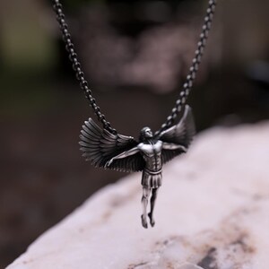 Sterling Silver Angel Wing Necklace - Handcrafted Guardian Jewelry