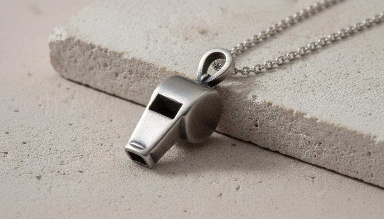thumbnail image 2 of Stylish Stainless Steel Whistle Pendant Necklace For Men & Women - Silver Tone, 22" Chain, Great For Hiking Or Craft Projects 2 of 6