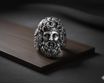 Sterling Silver Zeus Ring, Ancient Greek Mythology Ring