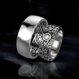 Sakura Wedding Ring: Sterling Silver Cherry Blossom Floral Band