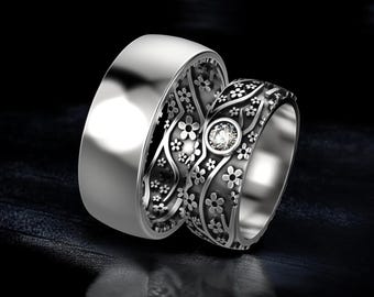 Sakura Wedding Ring: Sterling Silver Cherry Blossom Floral Band