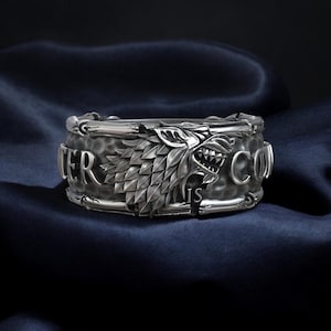 Direwolf Ring: 925 Sterling Silver, Fantasy Jewelry Gift