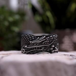 Handcrafted Sterling Silver Dragon Ring - Mythical Beast Band
