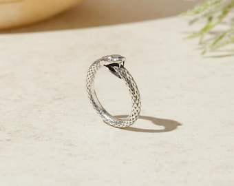 Sterling Silver Ouroboros Snake Ring - Eternity Serpent Jewelry
