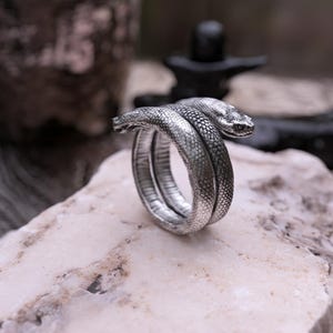 Double Headed Snake Ring: Handcrafted Sterling Silver Serpent Jewelry