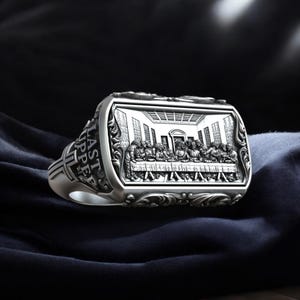 Last Supper Signet Ring: Leonardo Art, 925 Sterling Silver