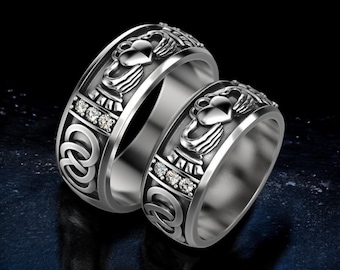 Sterling Silver Claddagh Ring: Celtic Wedding Band, Promise Ring