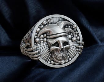 Collana Joker Da Uomo In Acciaio Inox Vintage Argento Gotico Punk