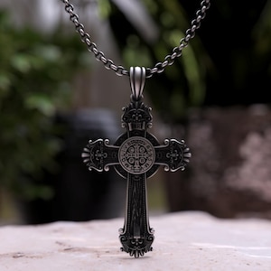 Sterling Silver St Benedict Cross Necklace: Handcrafted Catholic Protection Pendant