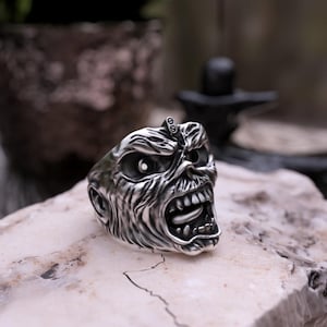 Iron Maiden Eddie Ring: Sterling Silver Skull, Heavy Metal Gift