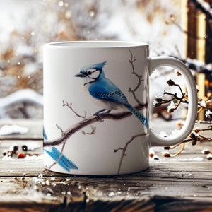 Blauhäher Becher Vogel Liebhaber Geschenk für Blauhäher Liebhaber Vogelbeobachter Geschenk Vogel Kaffeetasse Blauhäher Teetasse Blauhäher Weihnachtsvogel Becher Geschenk