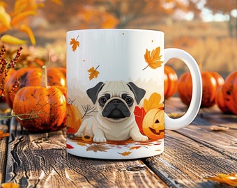 Pug Halloween Mug Pumpkin Pug Mug Halloween Gift For Pug Lovers Autumn Pug Pumpkin Mug Fall Mug Gift For Her Gift for Dog Lover