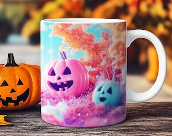 Pink Pumpkin Halloween Mug - Spooky Season Coffee Cup