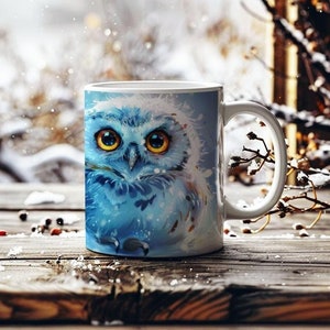 Snowy Owl Mug Realistic Art Mug Owl Lover Gift Ceramic Bird Coffee Mug Nature Lover Housewarming Gift For Bird Enthusiast Gift For Her