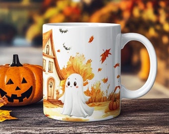 Cute Ghost Halloween Mug - Spooky Season Coffee Cup