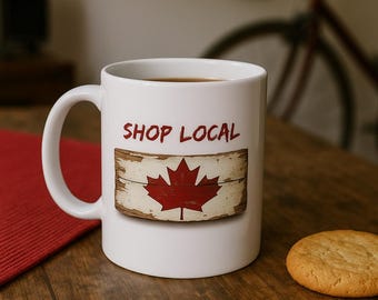 Taza con la orgullosa hoja de arce canadiense. Compre una taza de café de cerámica local. Regalo del Día de Canadá para ella. Regalo para los amantes del café.