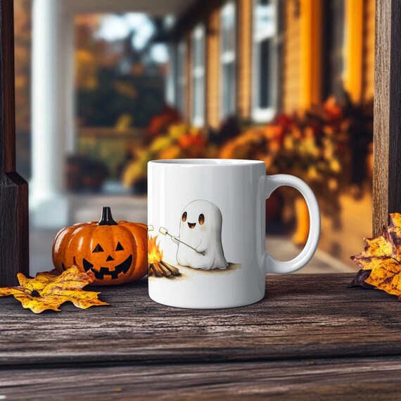 Ghost Bonfire Mug Halloween Ghost Mug Marshmallow Coffee Cup Cute Halloween Mug Spooky Season Gift For Her