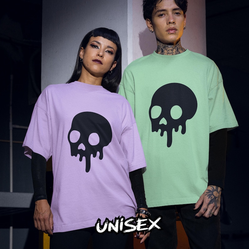 Pastel Goth Melty Black Skull Shirt Yami Kawaii Clothing Harajuku Aesthetics Cute Gothic Clothes Cotton tee-shirt Grunge Alt Emo Y2K Fashion