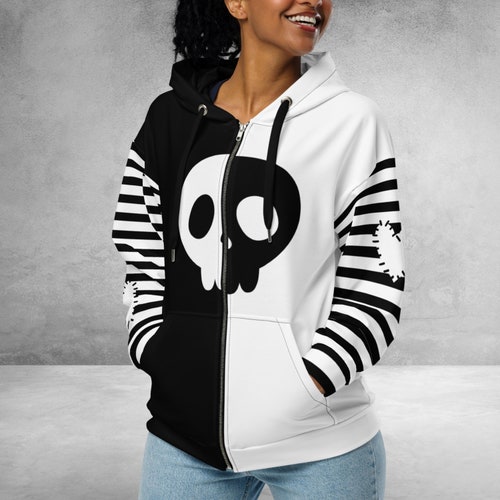 Y2K Emo Zip-up Hoodie: Skull & Stitched Heart, Soft Grunge - Etsy