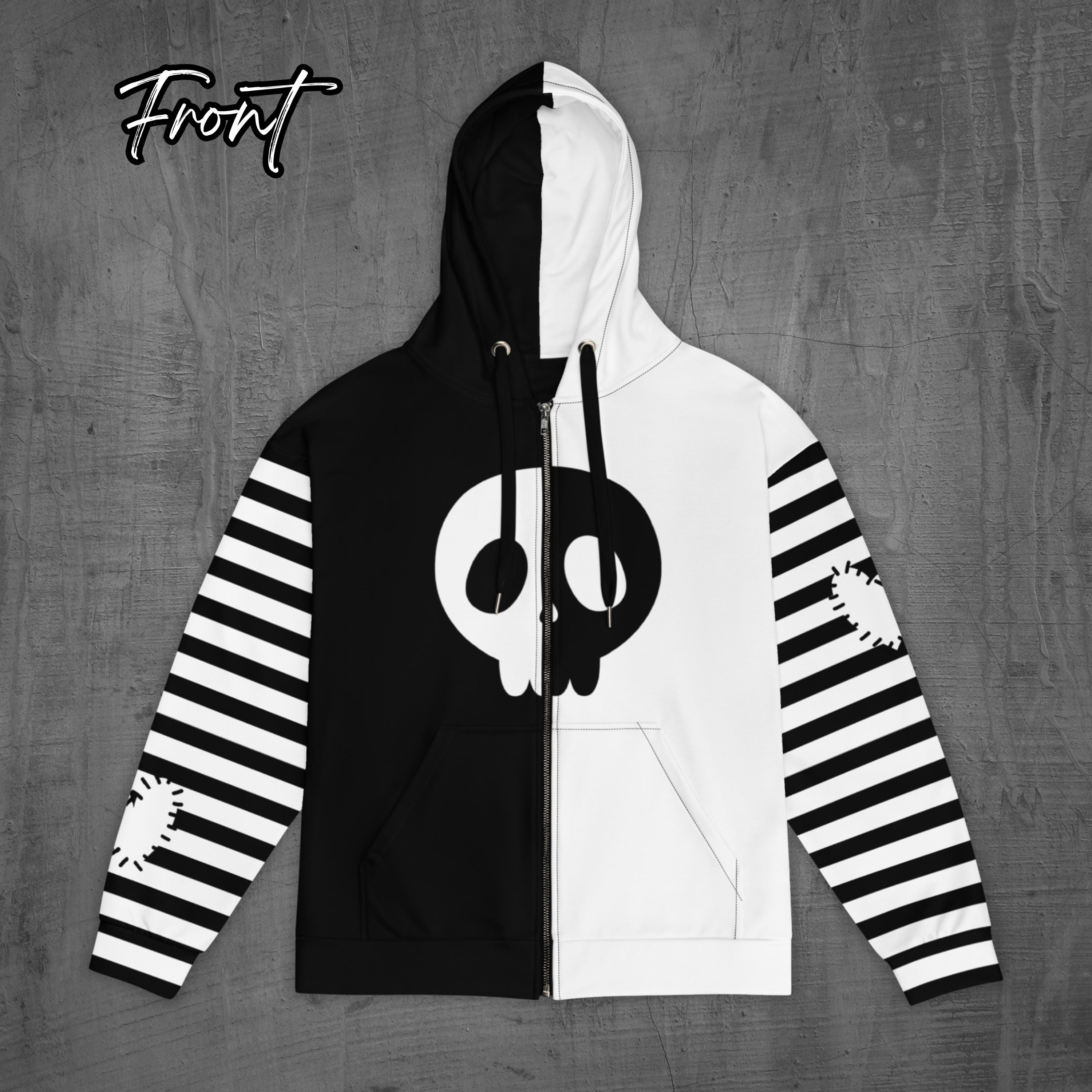 Y2K Emo Hoodie Skull and Stitched Heart Elder Emo Shirt Gift