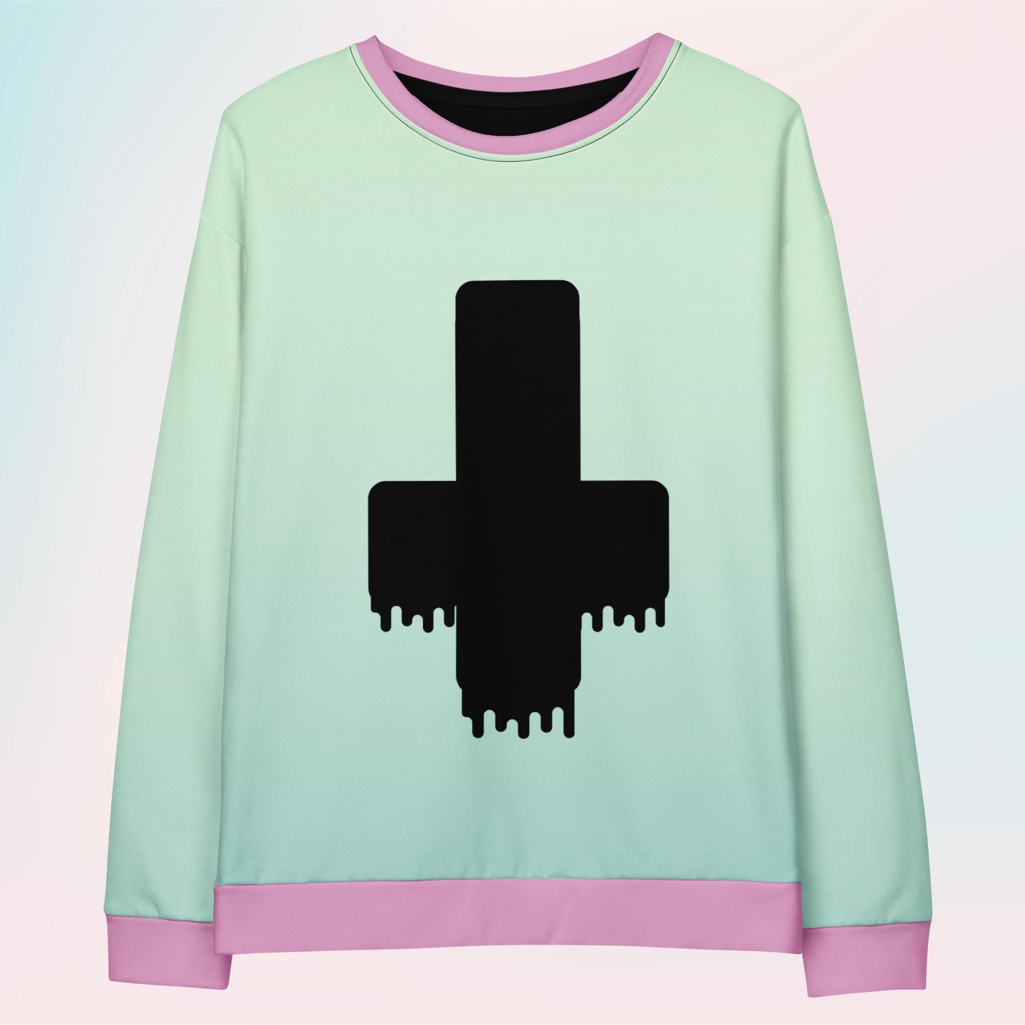 Menhera Melty Cross Sweatshirt: Pastel Goth Yami Kawaii J