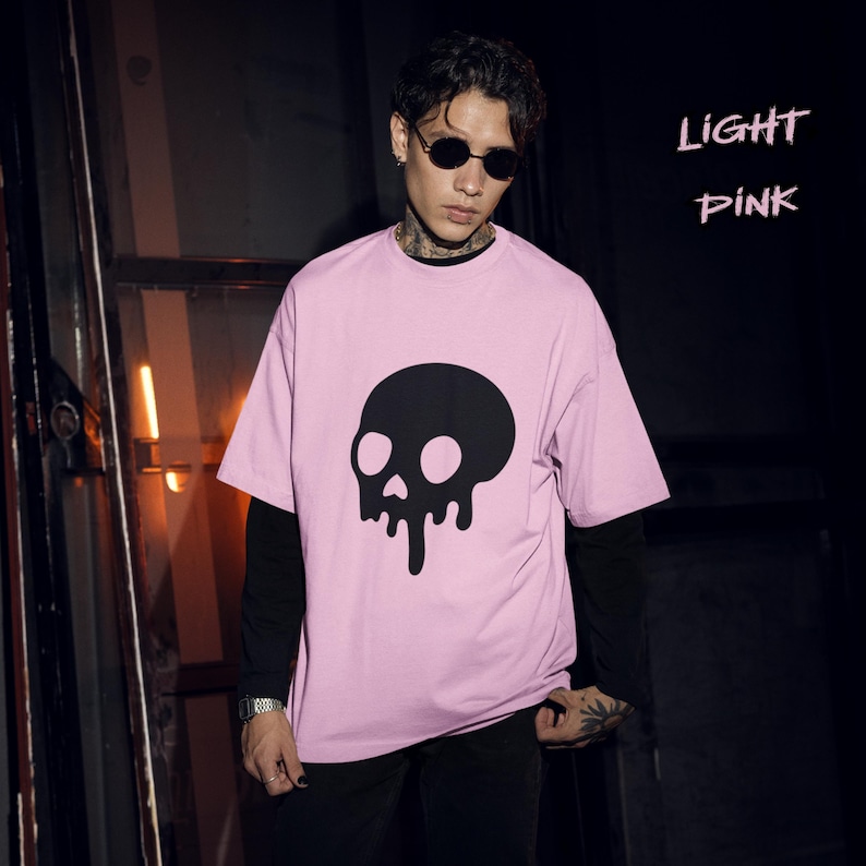 Pastel Goth Melty Black Skull Shirt Yami Kawaii Clothing Harajuku Aesthetics Cute Gothic Clothes Cotton tee-shirt Grunge Alt Emo Y2K Fashion