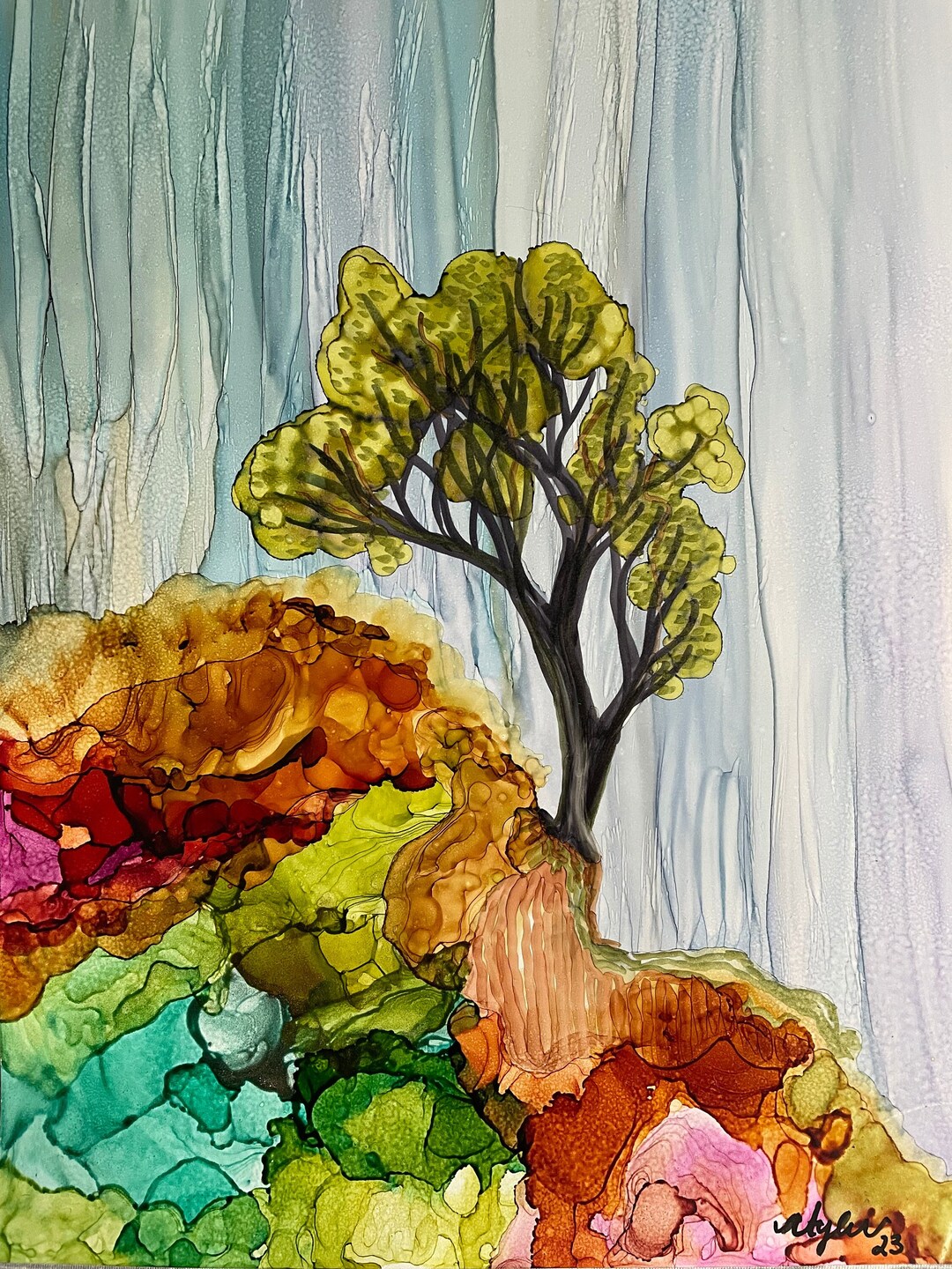 Tree Art Print, Art Print, Abstract Art, Tree Painting, Alcohol Ink ...