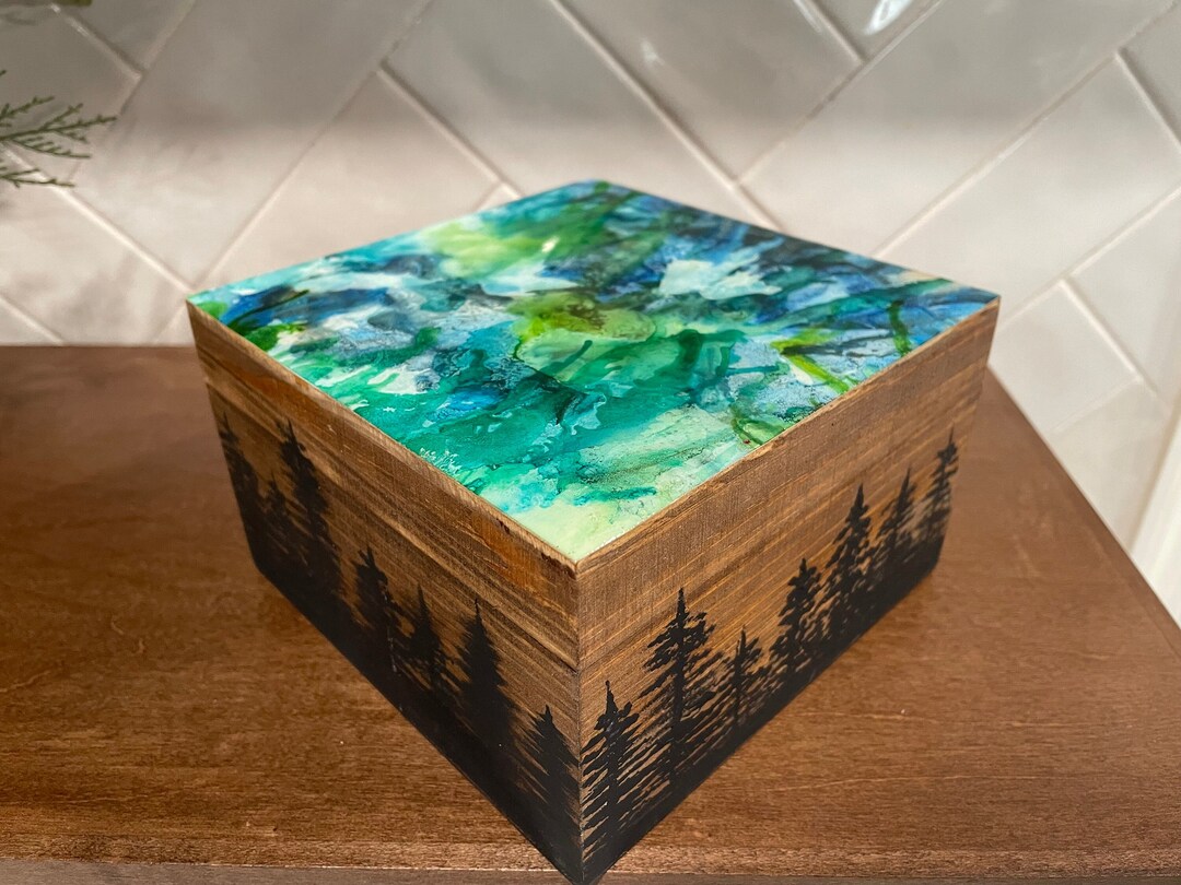 Unique Storage Box, Art Stash Box, Hand Painted Trinket Box, Abstract