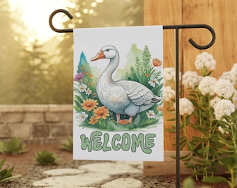 Goose Welcome Garden Flag, Farmhouse Yard Decor