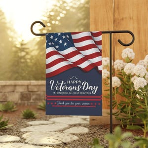 Veterans Day Garden Flag, Patriotic Outdoor Banner, Thank You for Your Service Decor, Housewarming Gift, Flag for Military Family, Pride