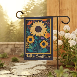 Hello Sunshine Sunflower Garden Banner: Double-Sided Outdoor Decor