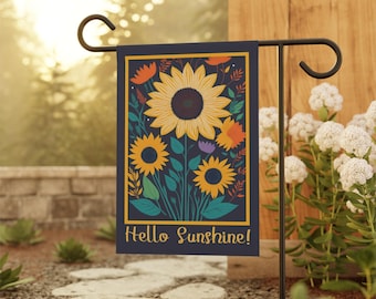 Hello Sunshine Sunflower Garden Banner: Double-Sided Outdoor Decor