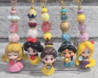 PRINCESSES Customized Character Beaded Keychains or Bag Charm