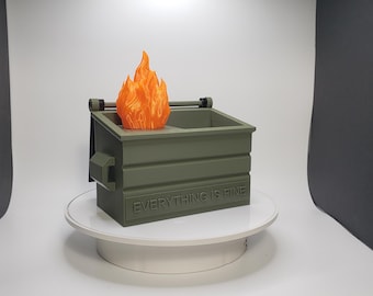 Flickering Dumpster Fire - LED Illuminated - Desk Toy - UPDATED DESIGN!