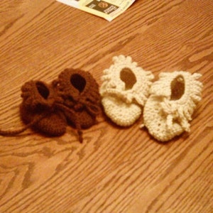 Infant/Toddler crocheted Moccasin style booties image 1