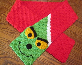 Pañuelo de ganchillo C2C inspirado en Santa Grinch