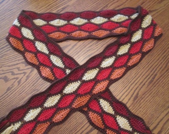 Honeycomb, Stained Glass, Fire Toned, Multicolored Scarf