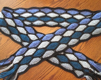 Honeycomb, Stained Glass, Blues Toned, Multicolored Scarf